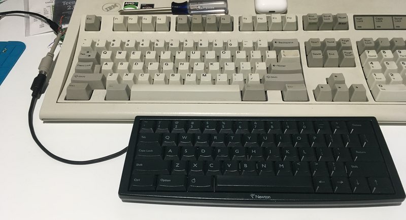 The Newton keyboard alongside my Model M