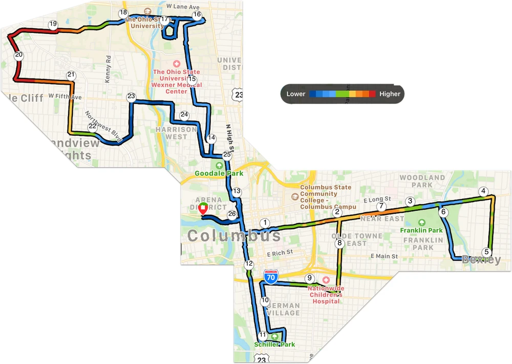 2021 Columbus Marathon route