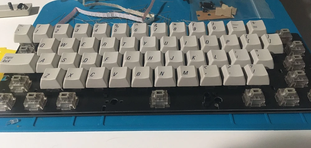in the process of installing keycaps